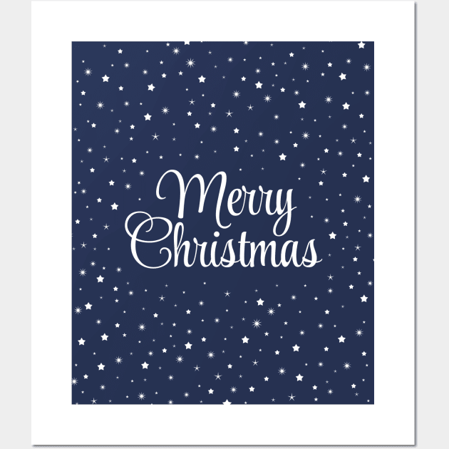 Merry Christmas star pattern. Minimalistic Christmas pattern. Silent night pattern. Christmas starry snowflakes in minimalist style. Wall Art by ChrisiMM